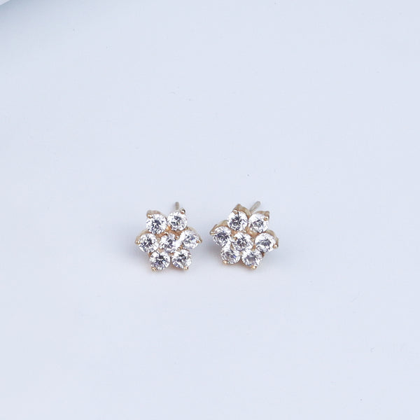 Silver Flower Motif Small Set with Silver Beads | CZ | 92.5 Silver| 22K Gold Plated