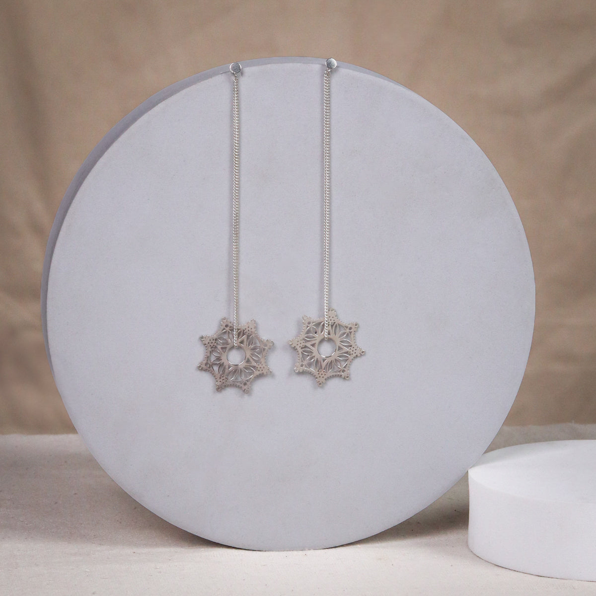 Silver Snowflake Filigree Dangler Earring