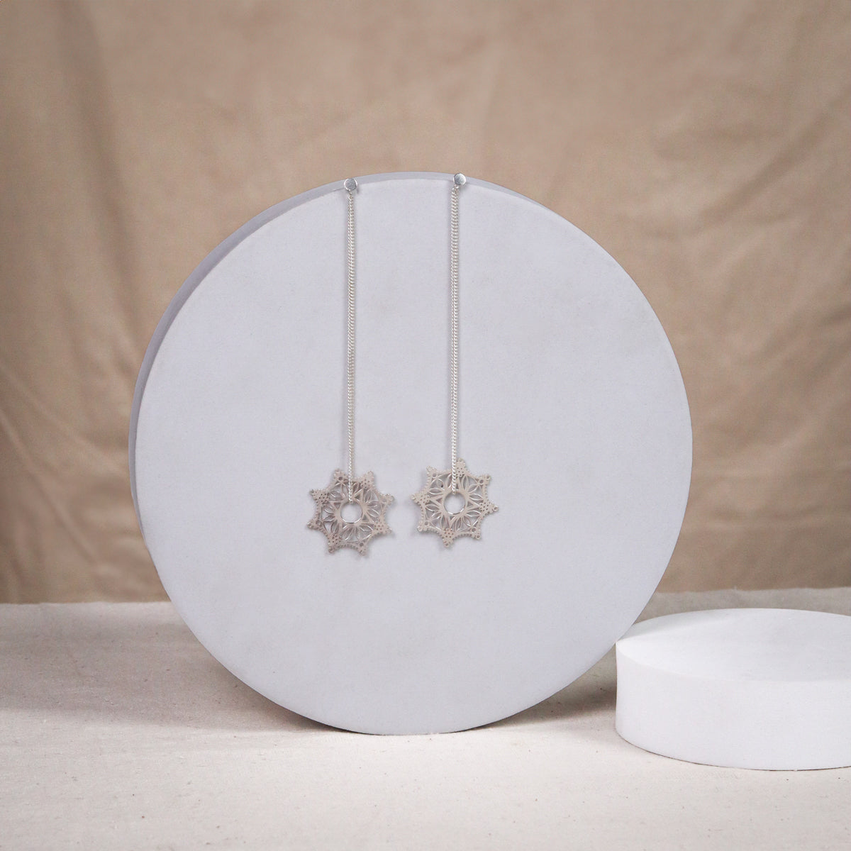 Silver Snowflake Filigree Dangler Earring
