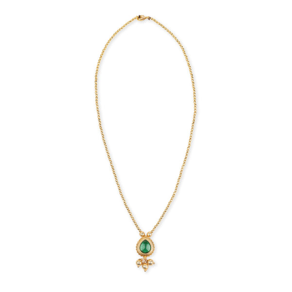 22K Gold Plated Fashion Green Drop Necklace