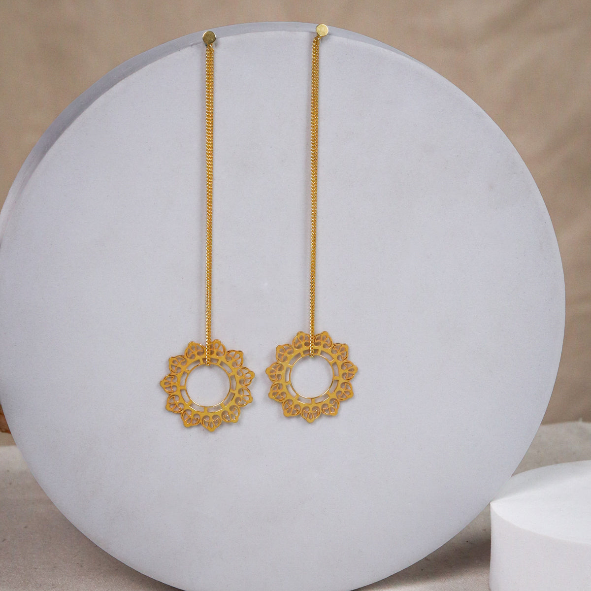 Silver Rose Bud Filigree Dangler Earring (Gold Plated)
