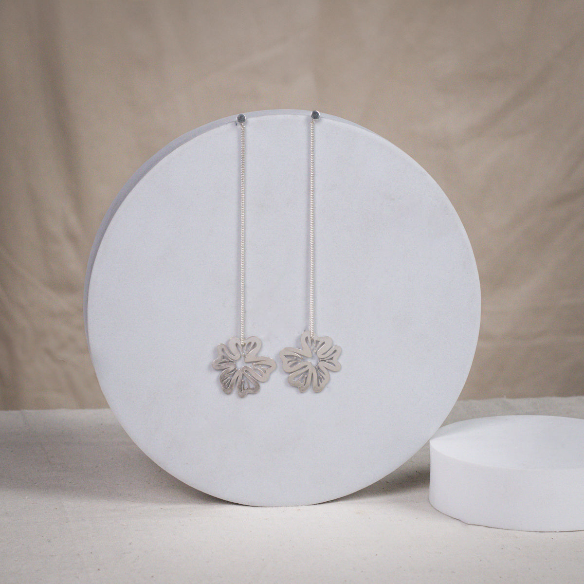 Silver Gulmohar Filigree Laser Cut Dangler Earring