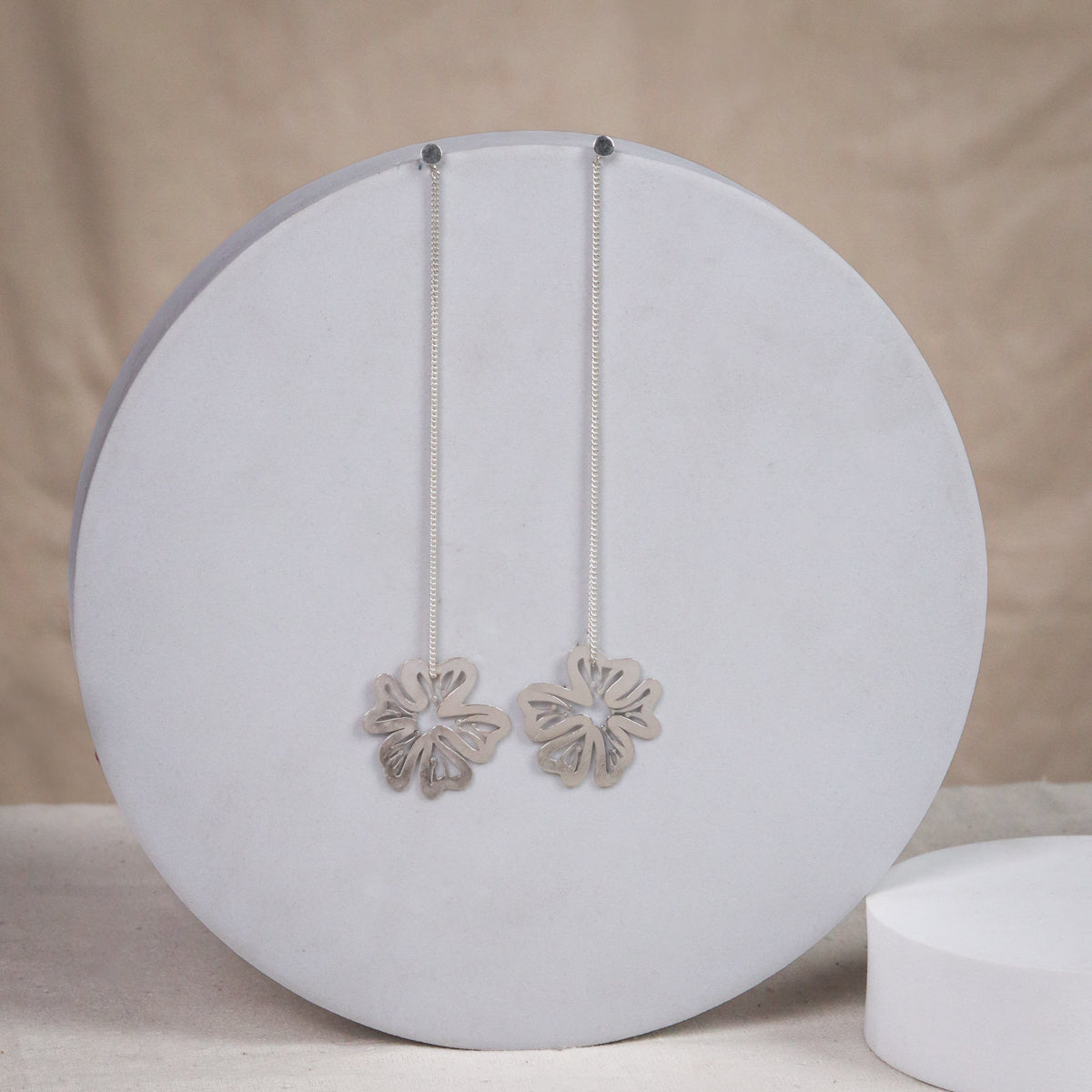 Silver Gulmohar Filigree Laser Cut Dangler Earring