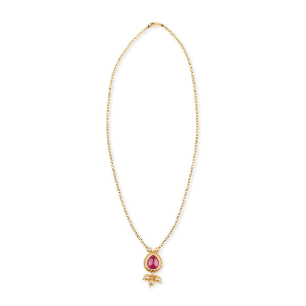 22K Gold Plated Fashion Pink Drop Necklace