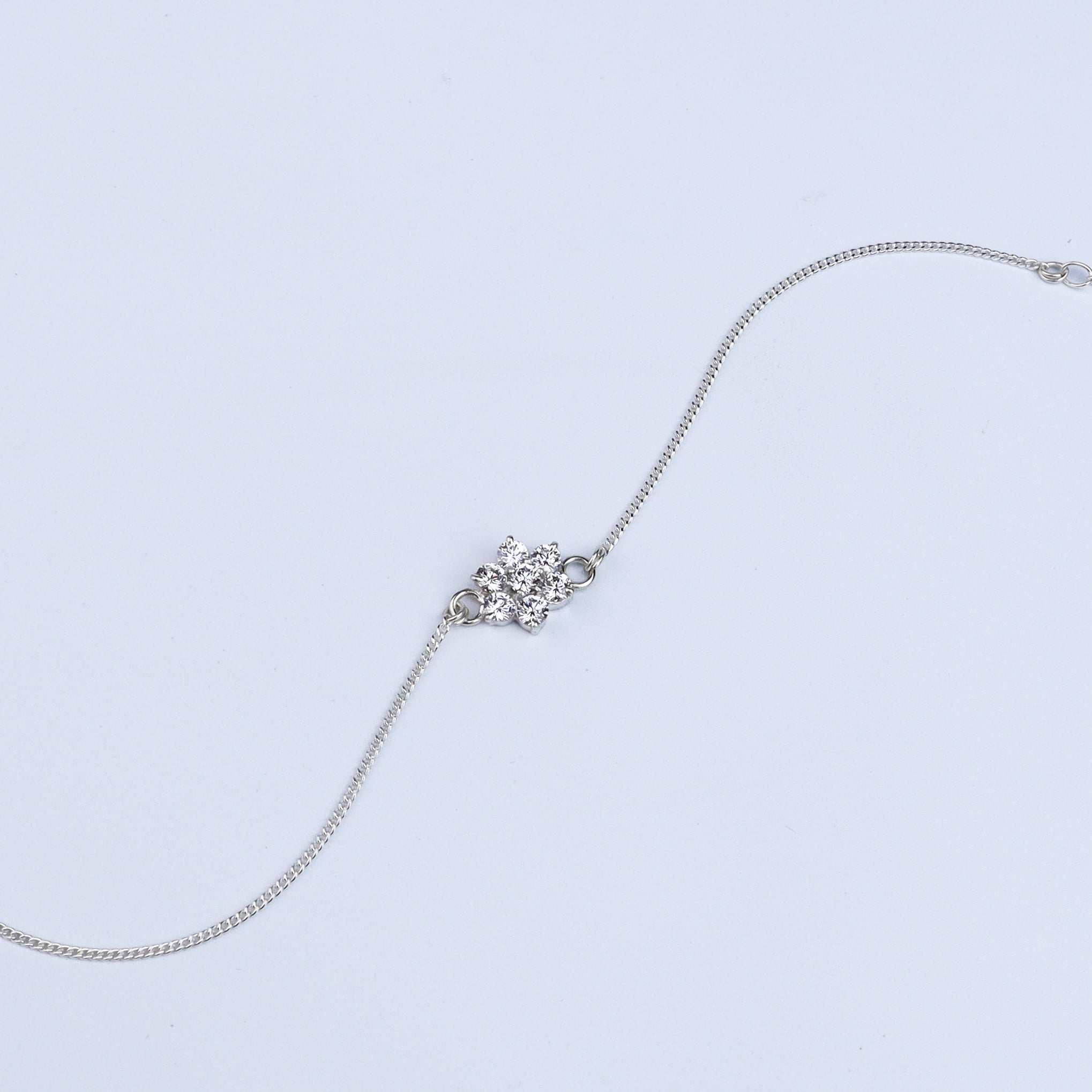Big Single Flower Motif Bracelet | CZ | 92.5 Silver