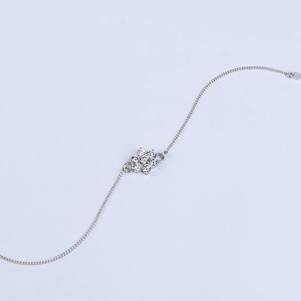 Silver flower bracelet with adjustable chain