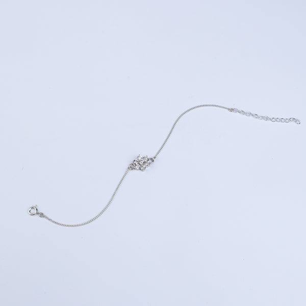 Silver floral bracelet with CZ stones