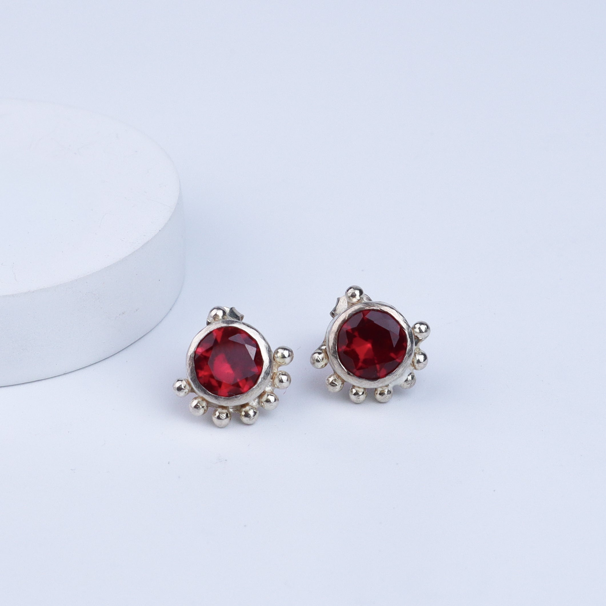 Silver Red Studs | CZ | 92.5 Silver