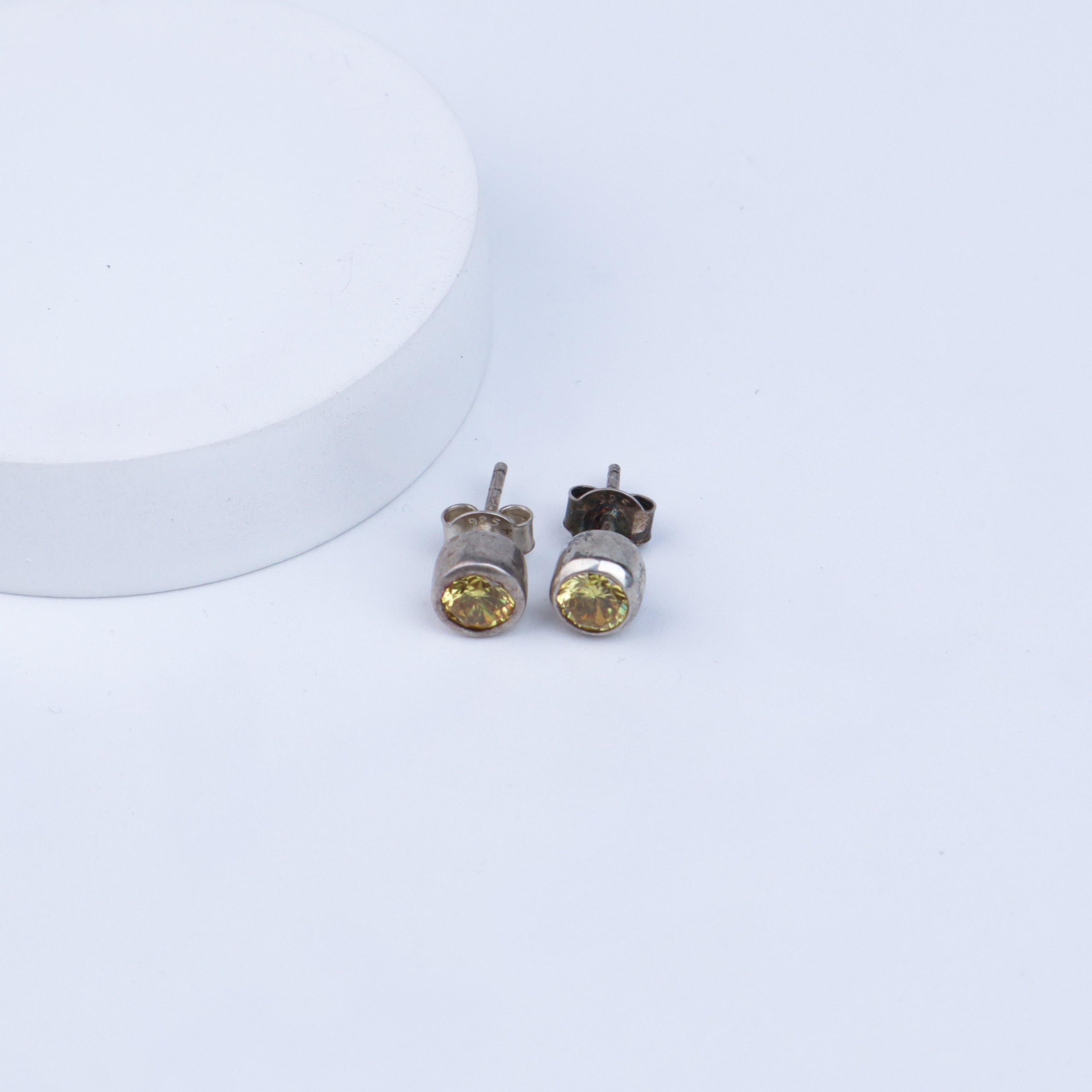 Yellow Stone Silver Studs | CZ | 92.5 Silver