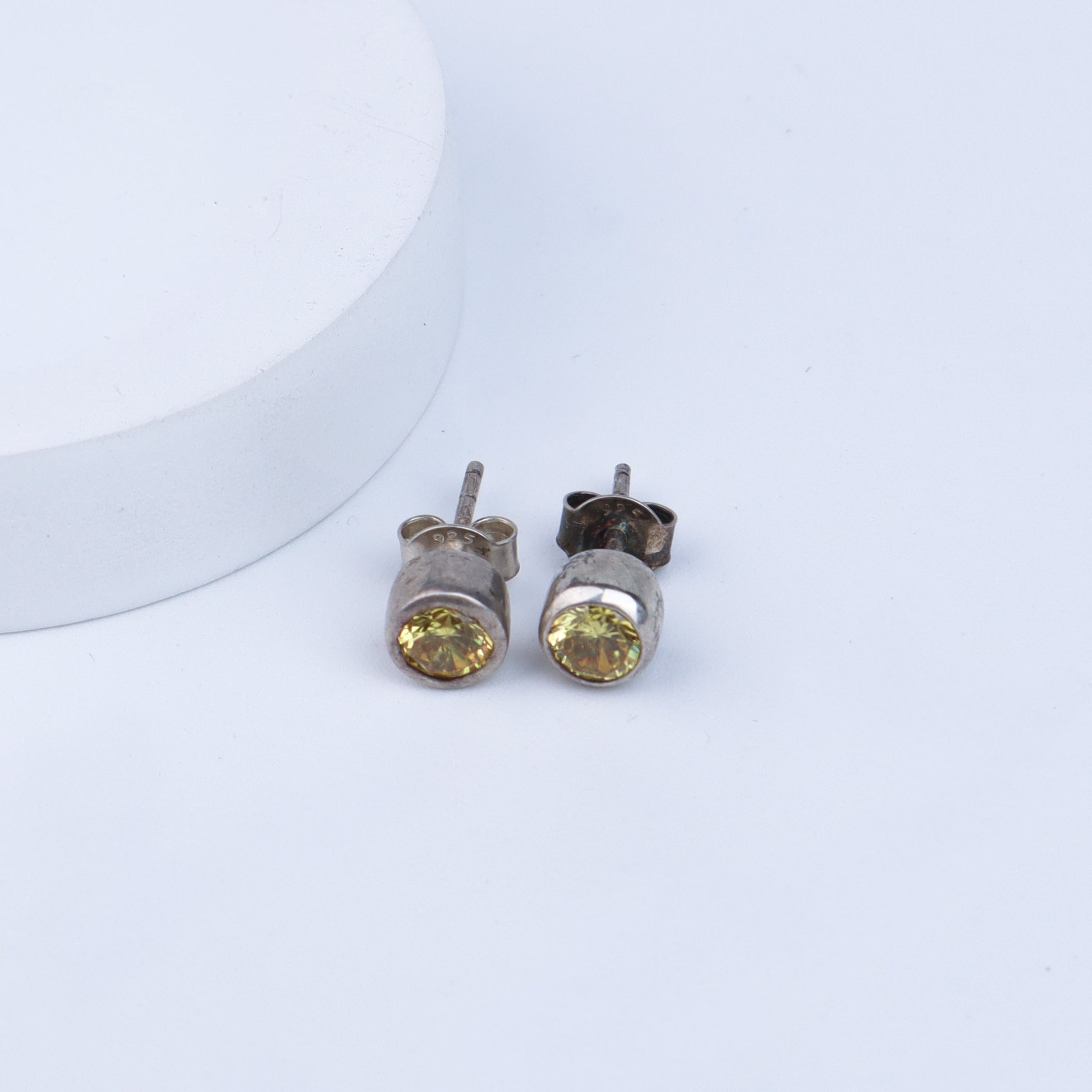 Yellow Stone Silver Studs | CZ | 92.5 Silver