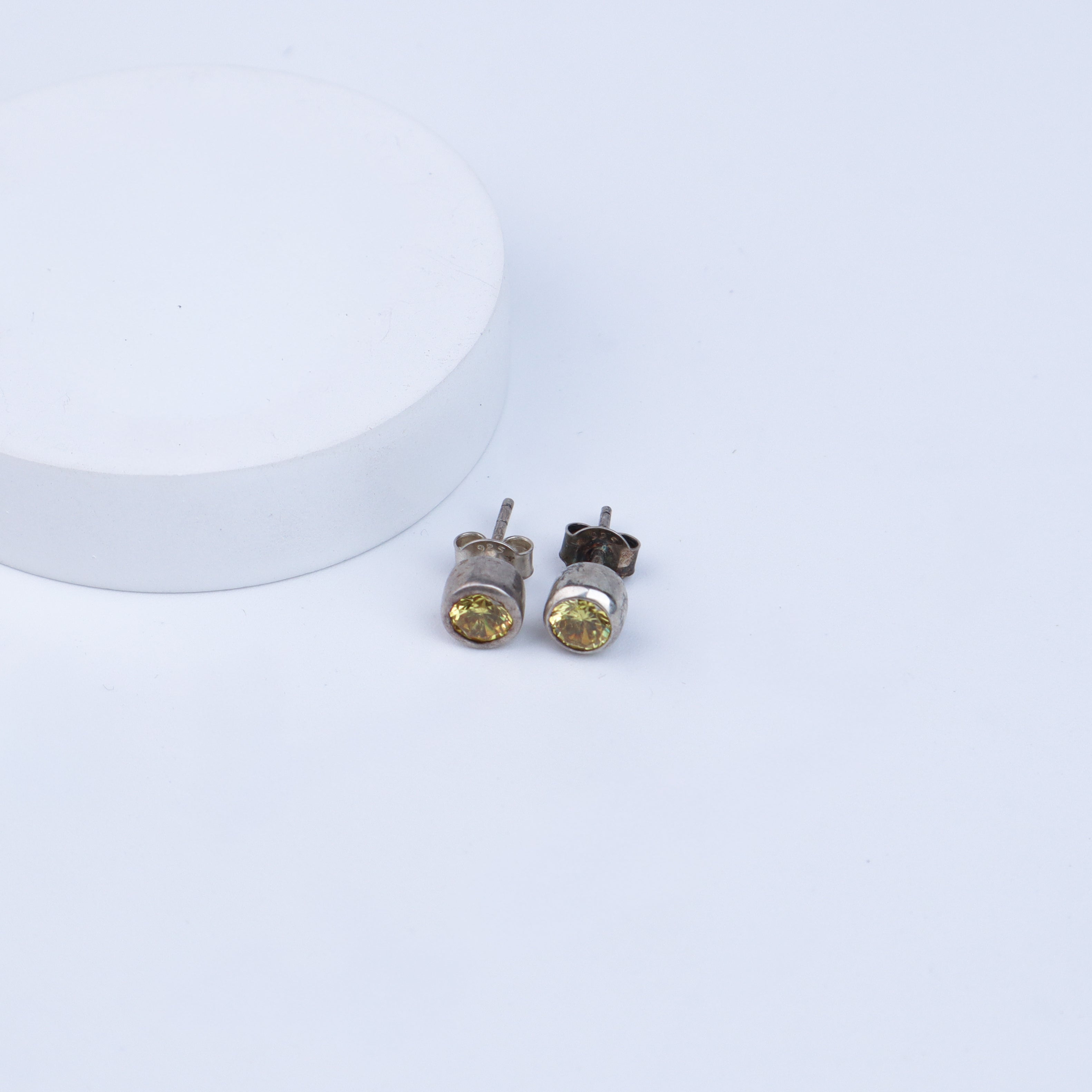 Yellow Stone Silver Studs | CZ | 92.5 Silver