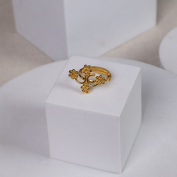 Silver Kudi Jhumar Ring |  92.5 Silver | 22K Gold Plated