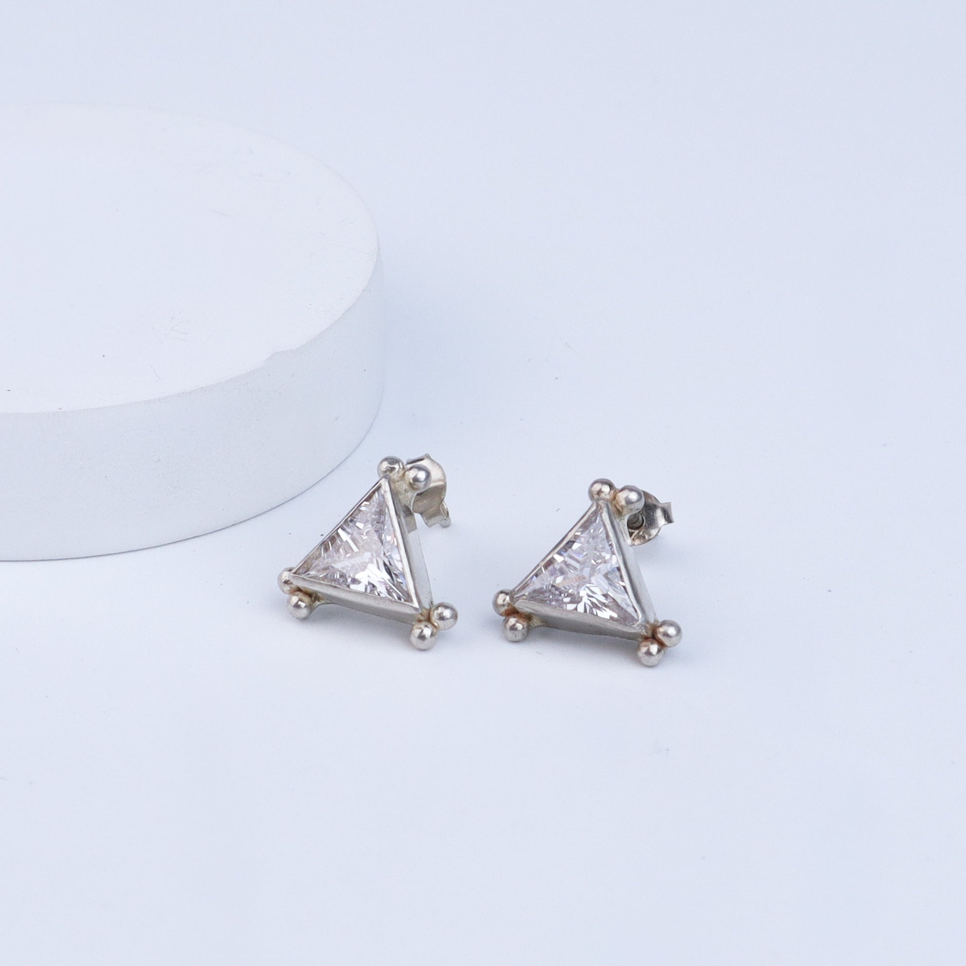 Silver Triangle Studs | CZ | 92.5 Silver