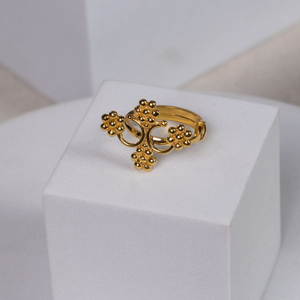 Silver Kudi Jhumar Ring |  92.5 Silver | 22K Gold Plated