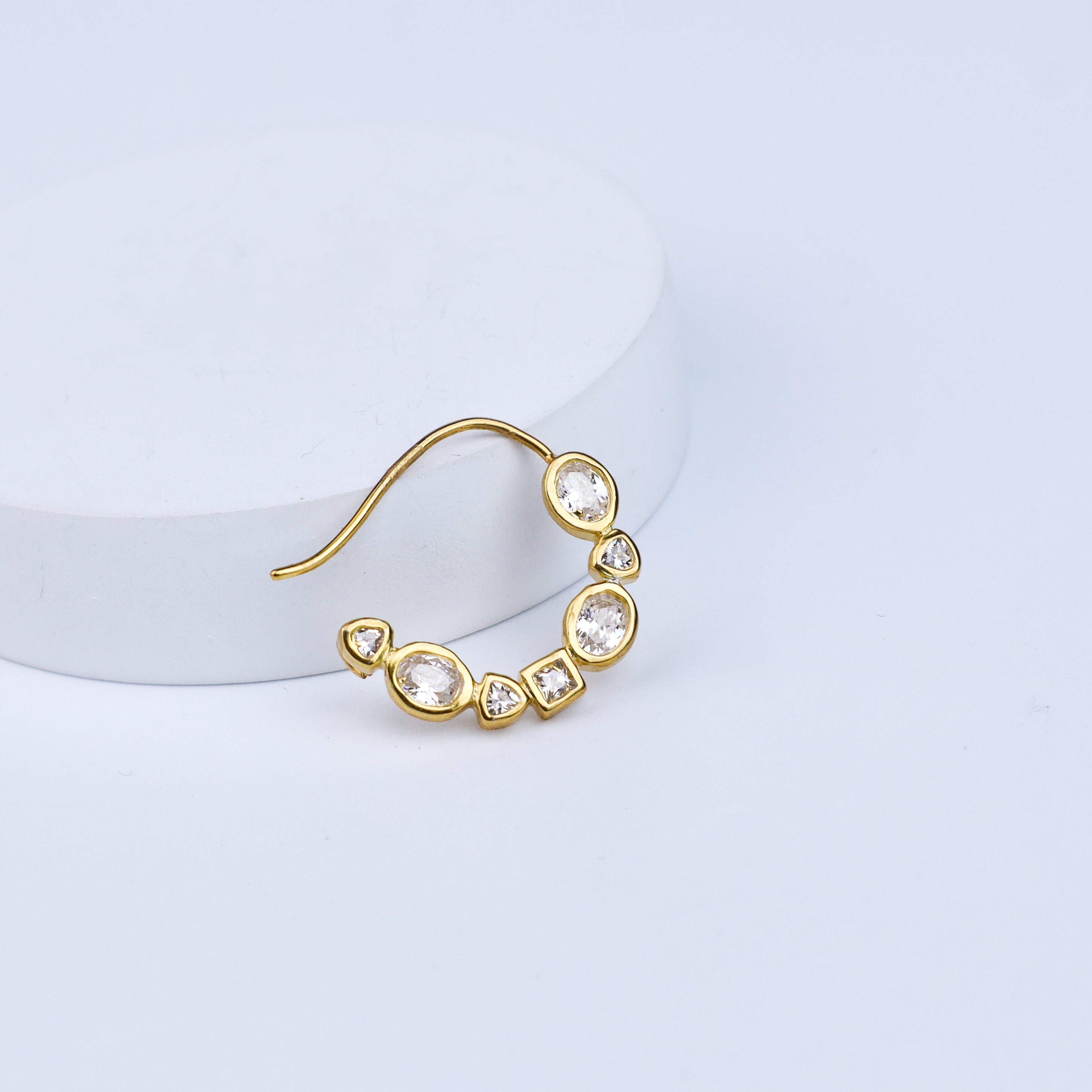 Silver Small Nath Stones (Left, Pierced) | CZ | 22K Gold Plated Silver