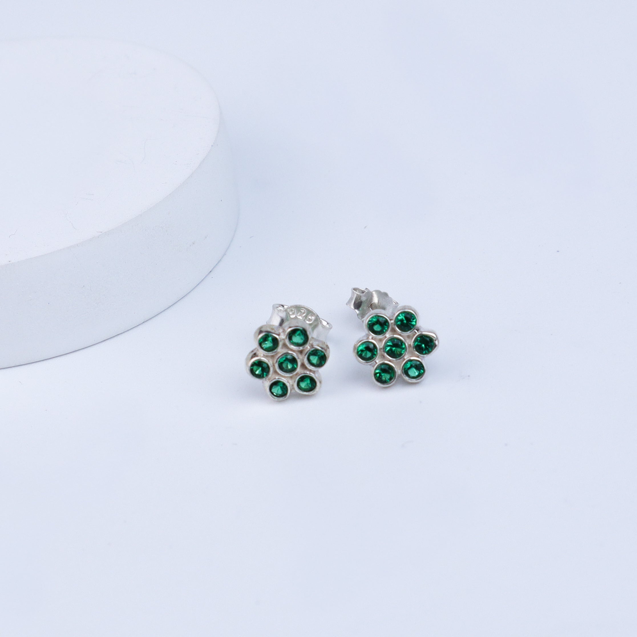 Silver Zircon Green Kudi (Setting) | CZ | 92.5 Silver
