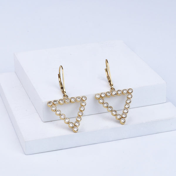 Triangle Silver Earring | CZ | 92.5 Silver | 22K Gold Plated