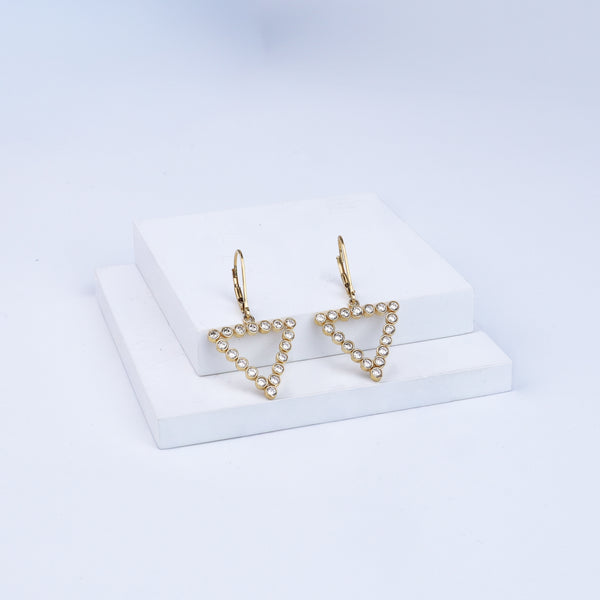 Triangle Silver Earring | CZ | 92.5 Silver | 22K Gold Plated