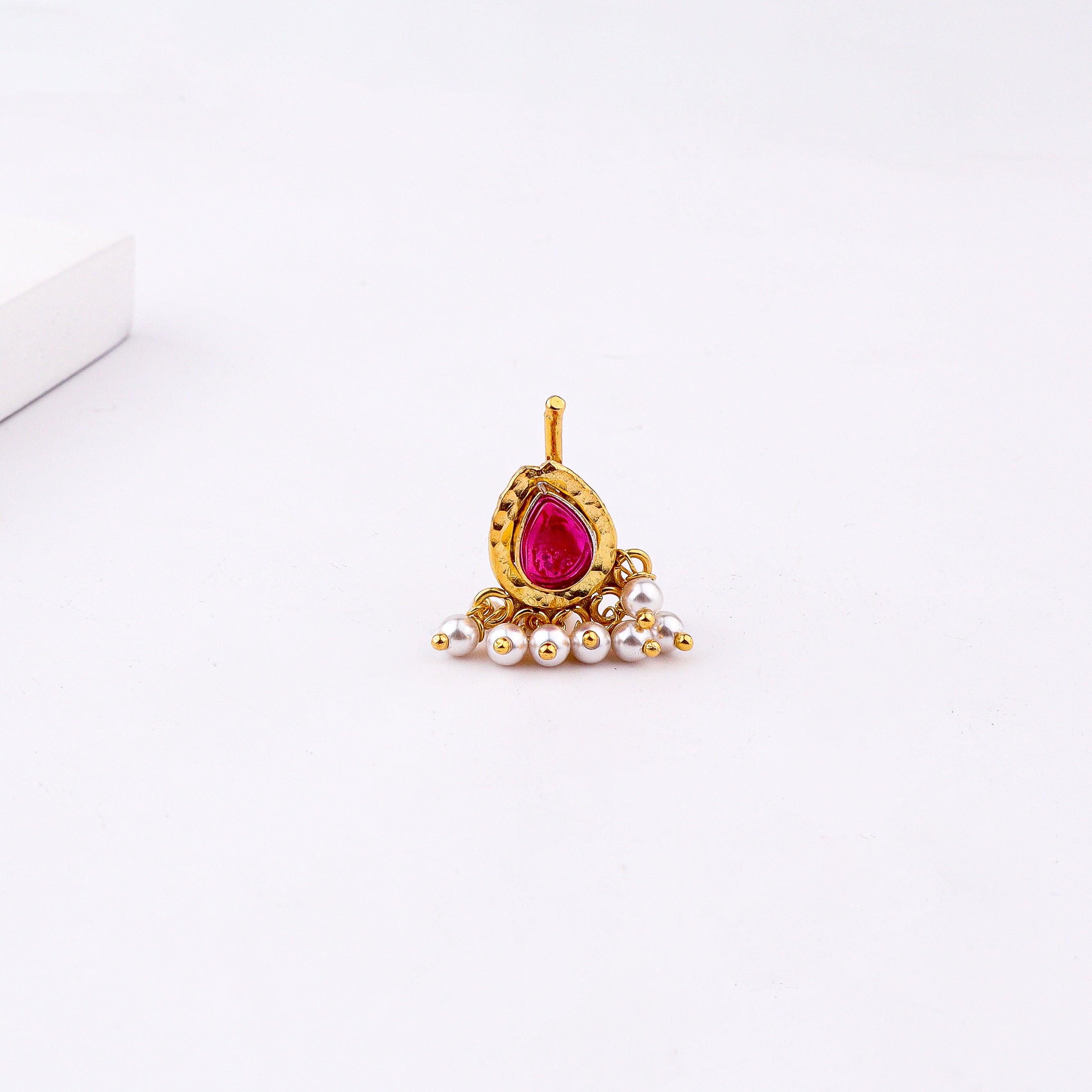 Pink Drop Clip-On Nose Pin | 22K Gold-Plated (Large)