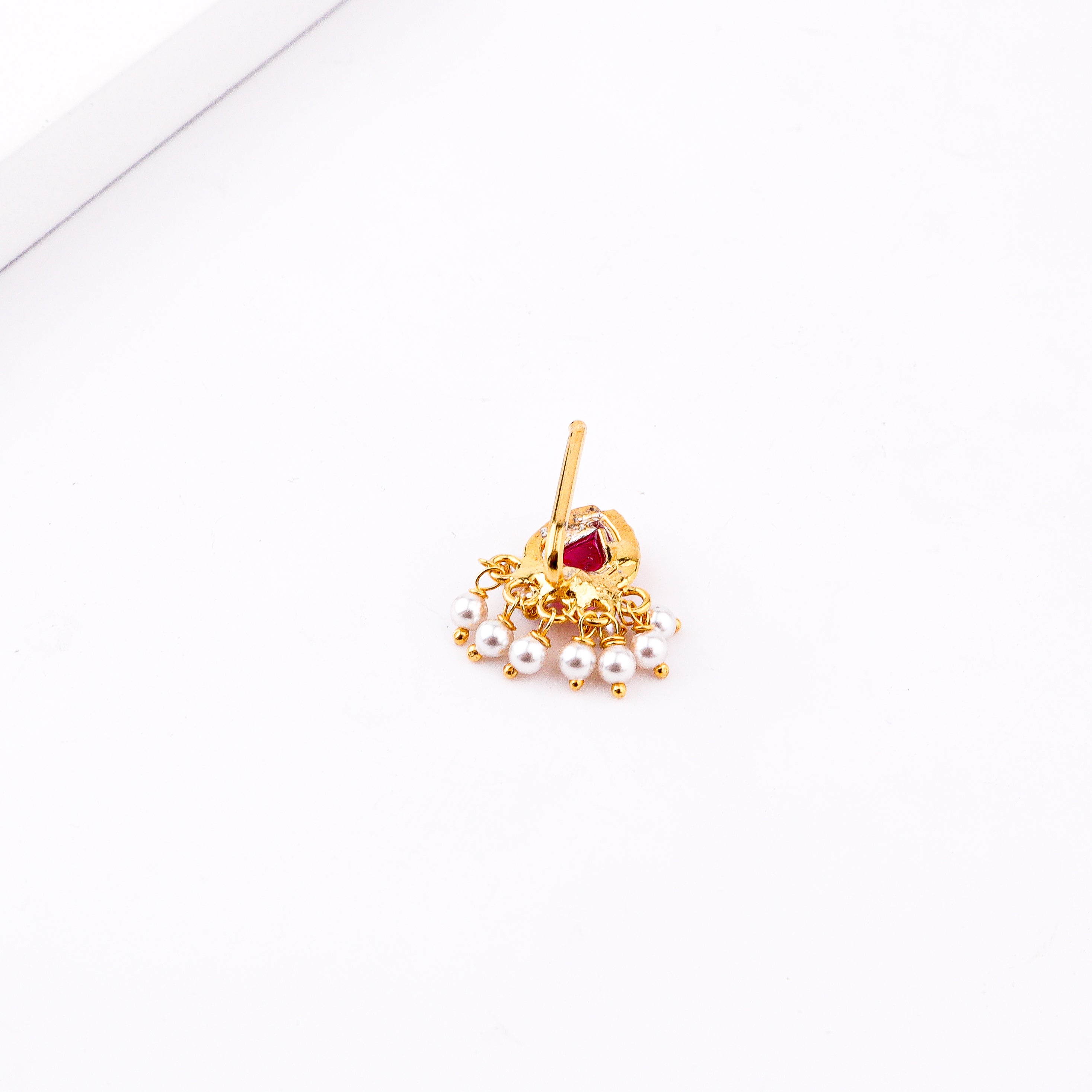 Pink Drop Clip-On Nose Pin | 22K Gold-Plated (Large)