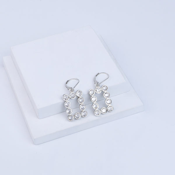 Rectangle Silver Earring | CZ | 92.5 Silver