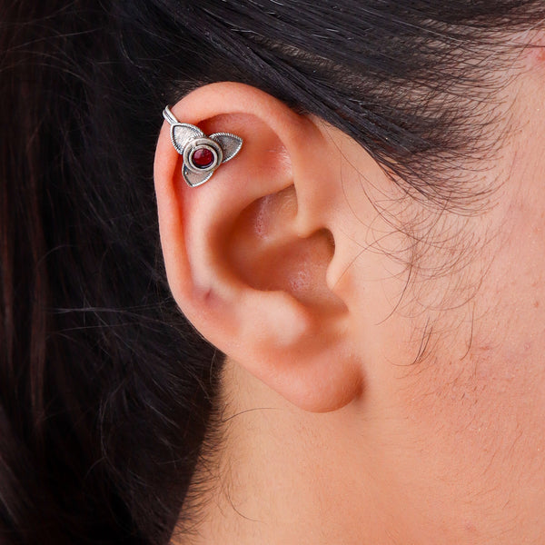 Petal Oxidized Silver Earcuff (Single)