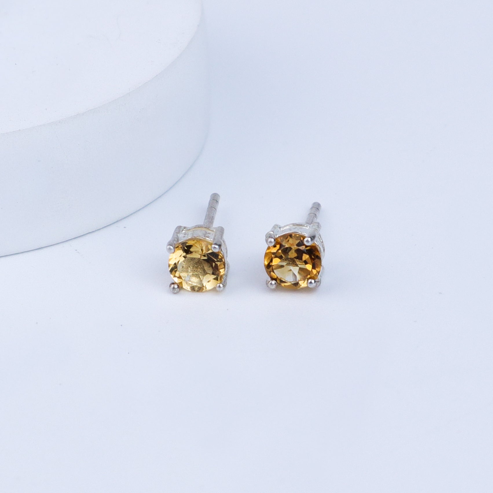Citrine Silver Studs