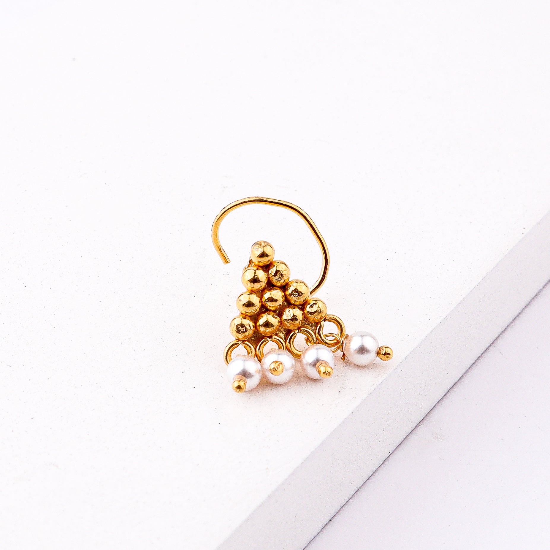 Pyramid Pierced Nose Pin | 22K Gold-Plated (Large)