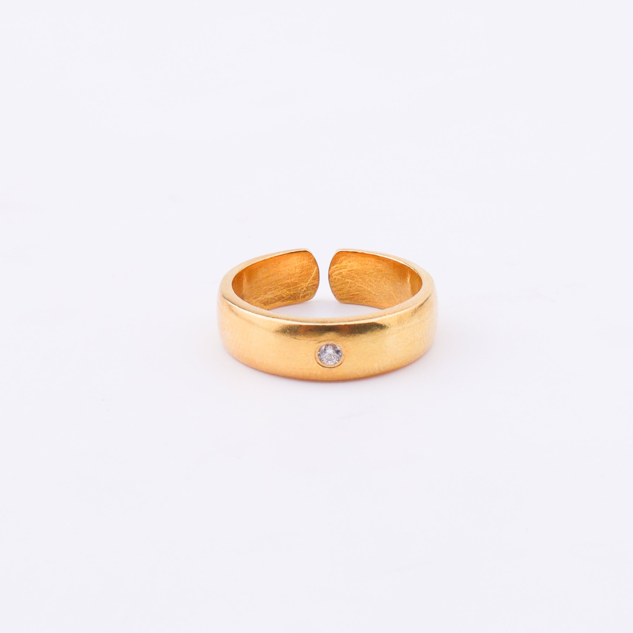 Silver CZ Unisex Band Ring | 22K Gold-Plated