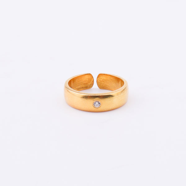 Silver CZ Unisex Band Ring | 22K Gold-Plated