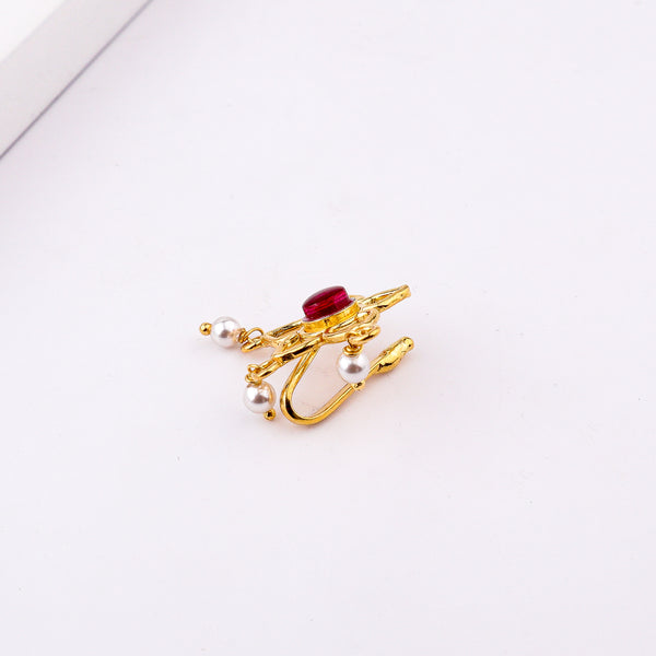 Pink Flower Clip-On Nose Pin | 22K Gold-Plated (Large)
