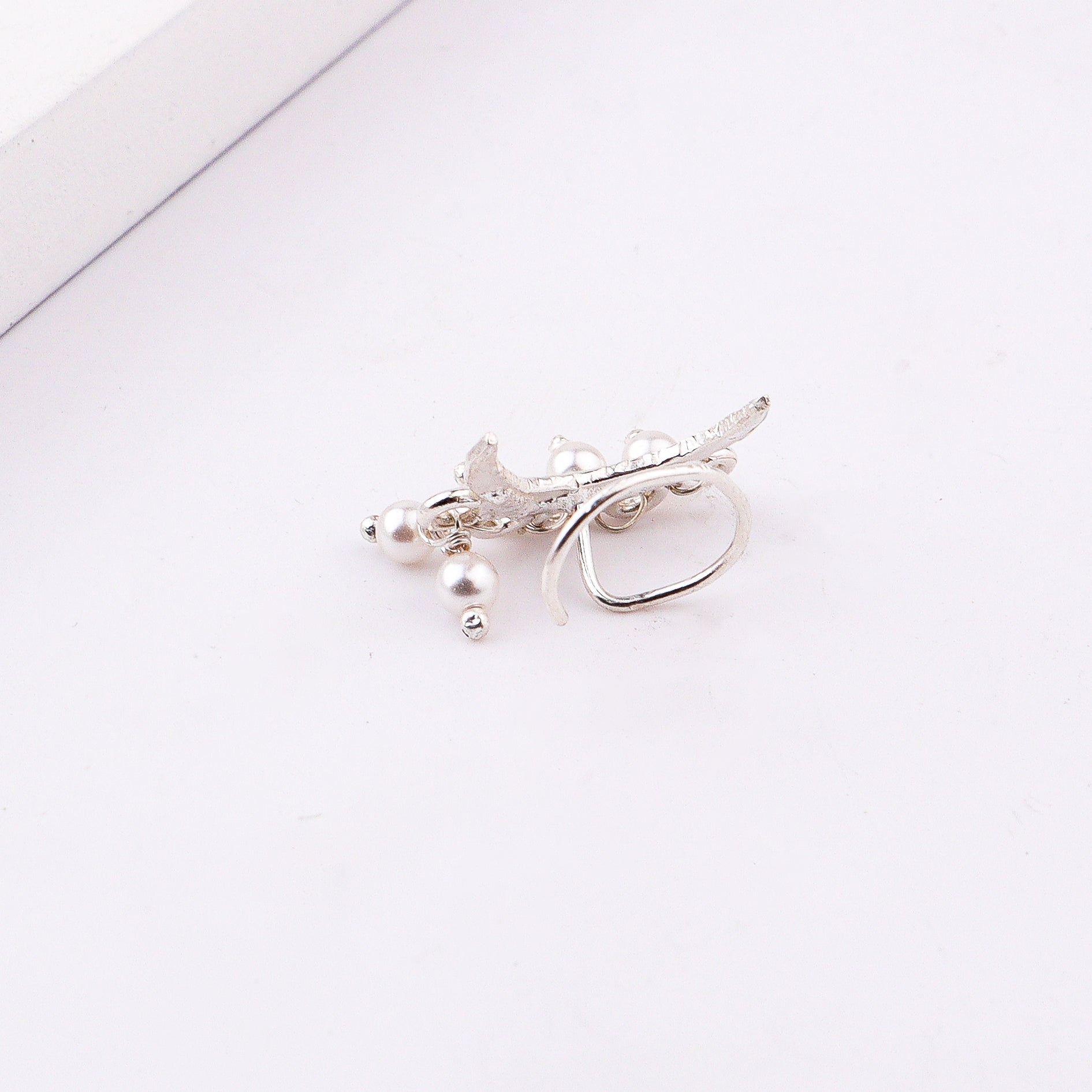 Silver Hammered Chandrakor Pierced Nose Pin (Large)