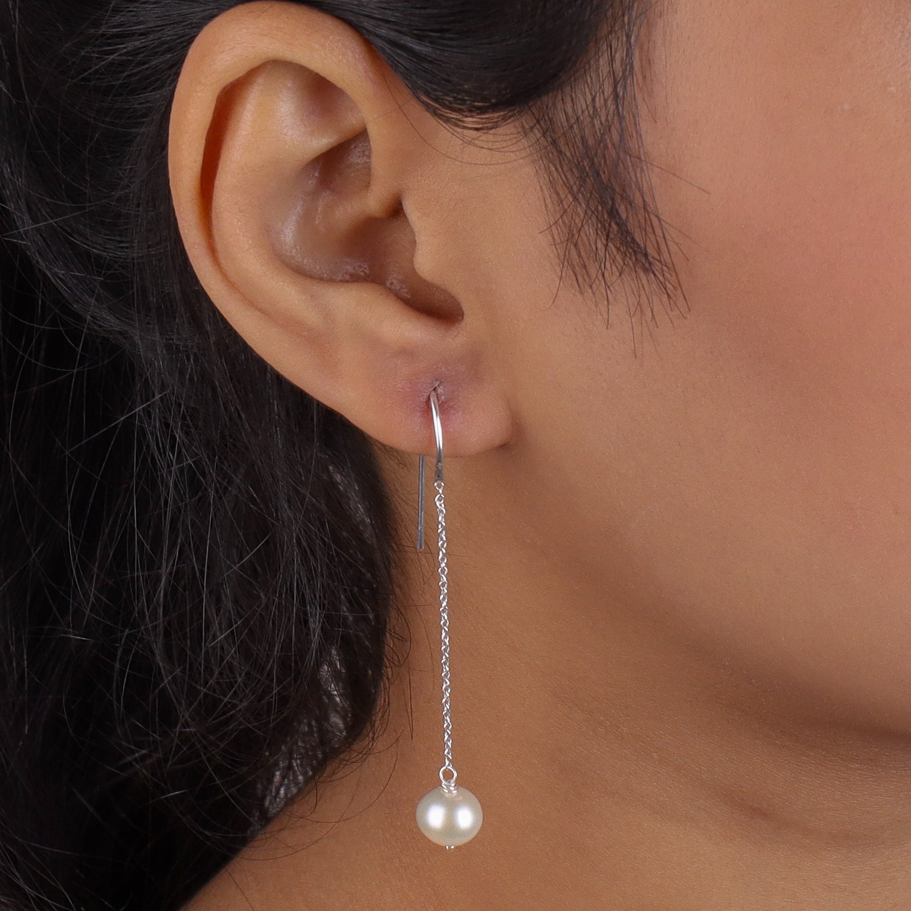 Pearl Dangle Chain Earrings
