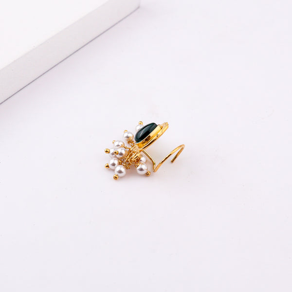 Green Drop Pierced Nose Pin | 22K Gold-Plated (Large)
