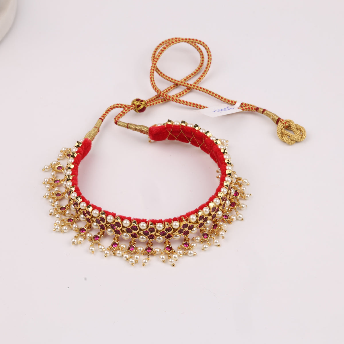 22K Gold Plated Fashion Pink Stone Chinchpeti