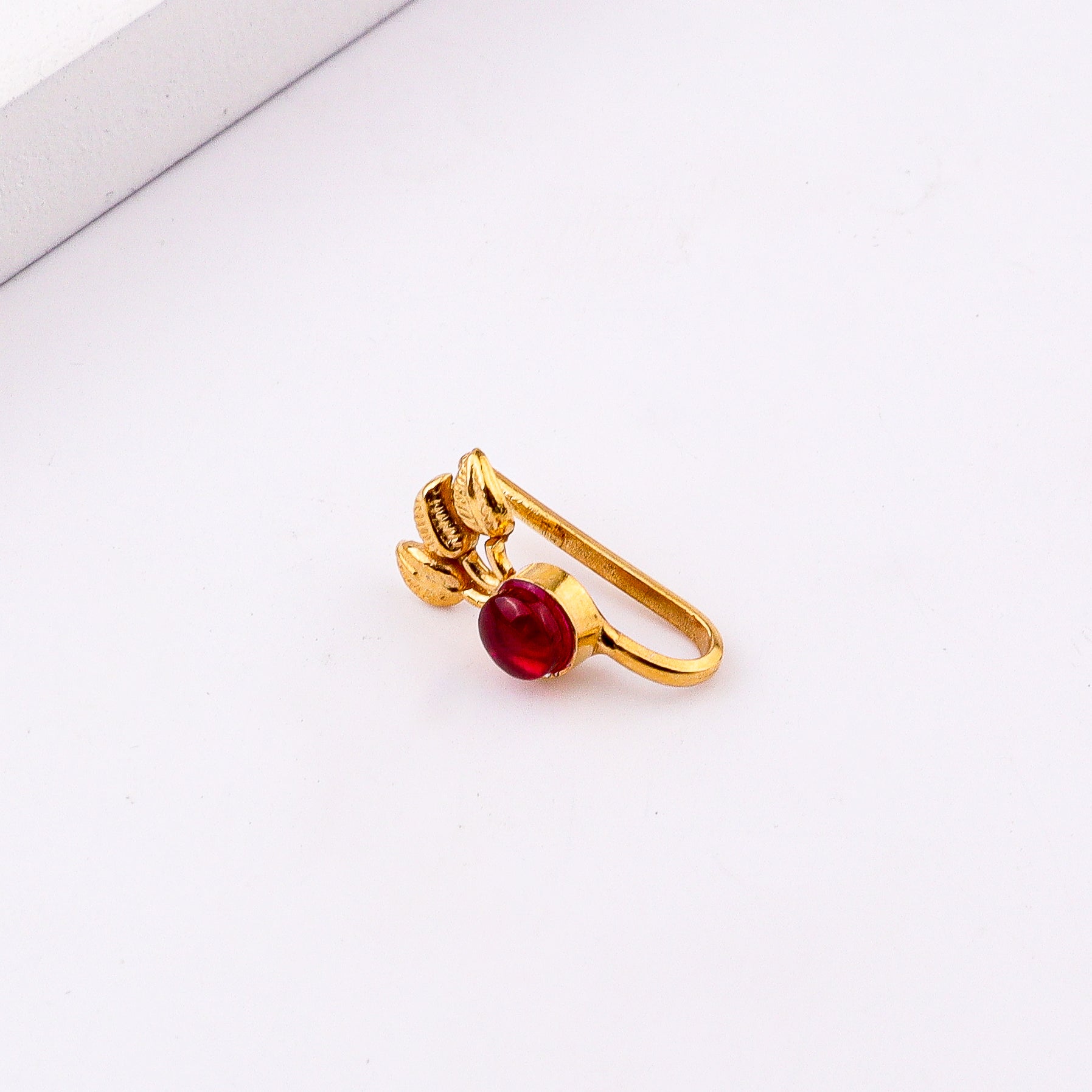 Pink Petalfall Clip-On Nose Pin | 22K Gold-Plated (Large)