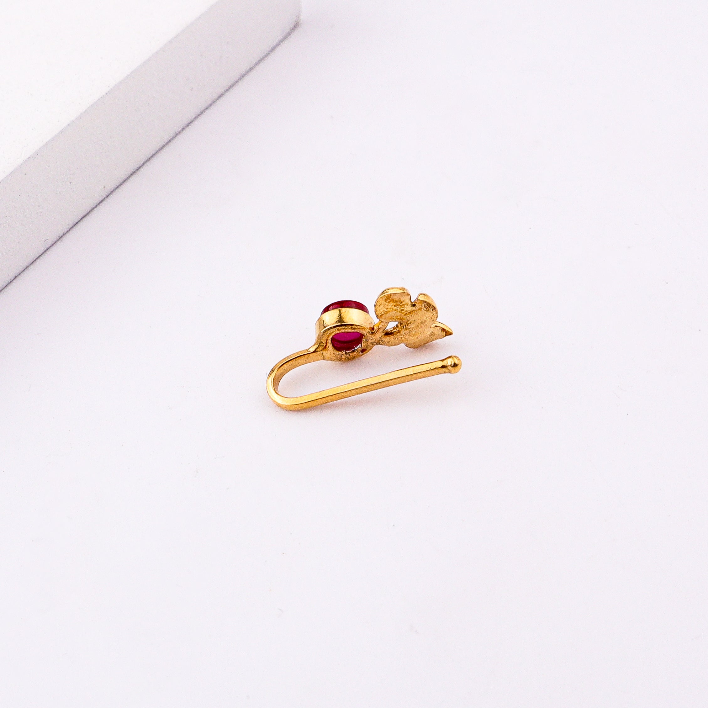 Pink Petalfall Clip-On Nose Pin | 22K Gold-Plated (Large)