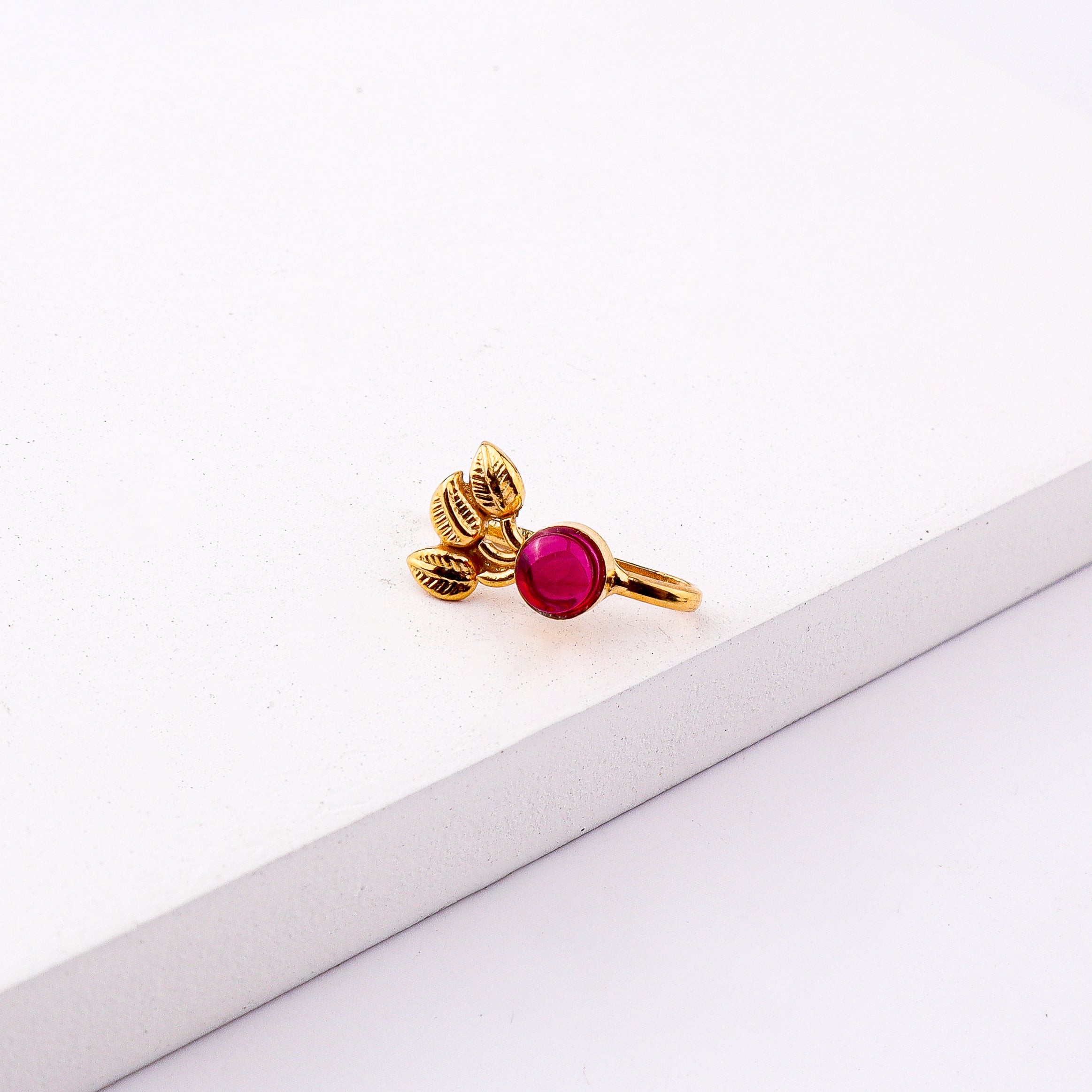 Pink Petalfall Clip-On Nose Pin | 22K Gold-Plated (Large)
