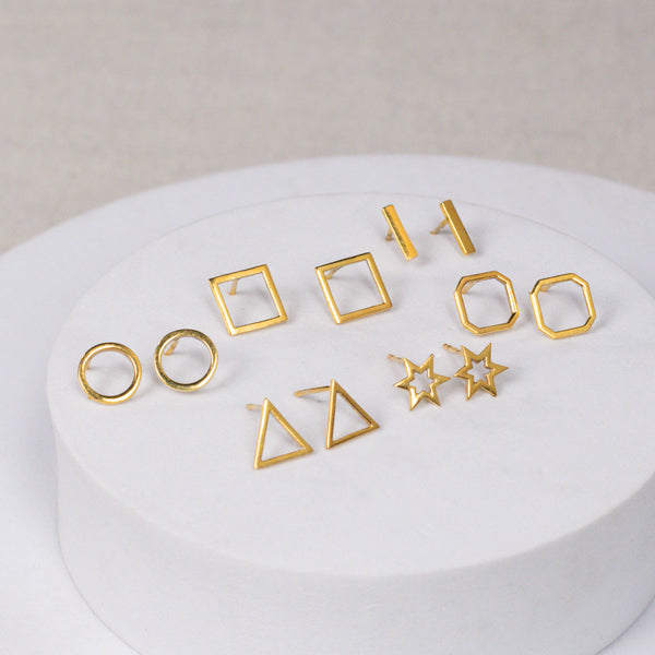 The Geometry Box: Set of 6 |  92.5 Silver | 22K Gold Plated