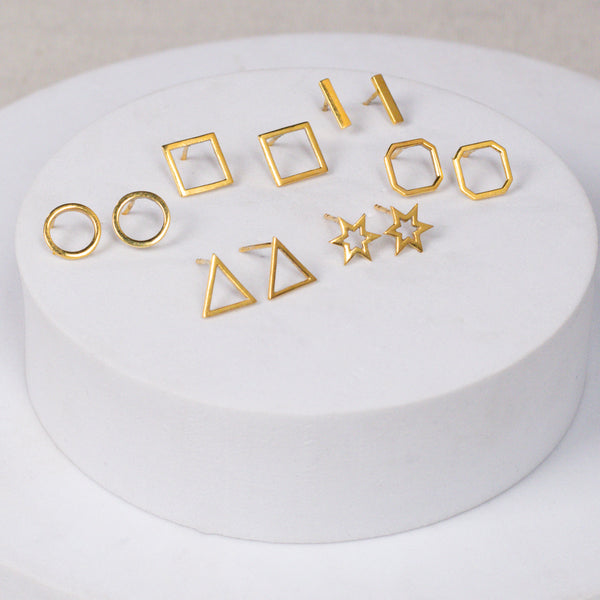 The Geometry Box: Set of 6 |  92.5 Silver | 22K Gold Plated