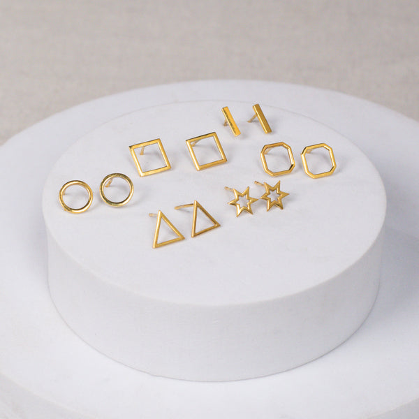 The Geometry Box: Set of 6 |  92.5 Silver | 22K Gold Plated