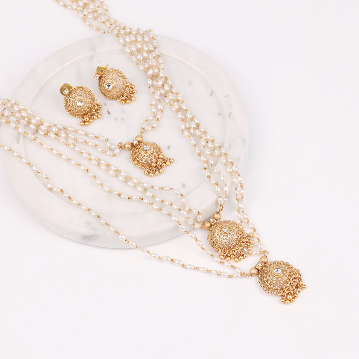22K Gold Plated Fashion 3 – Layer Pearl Set