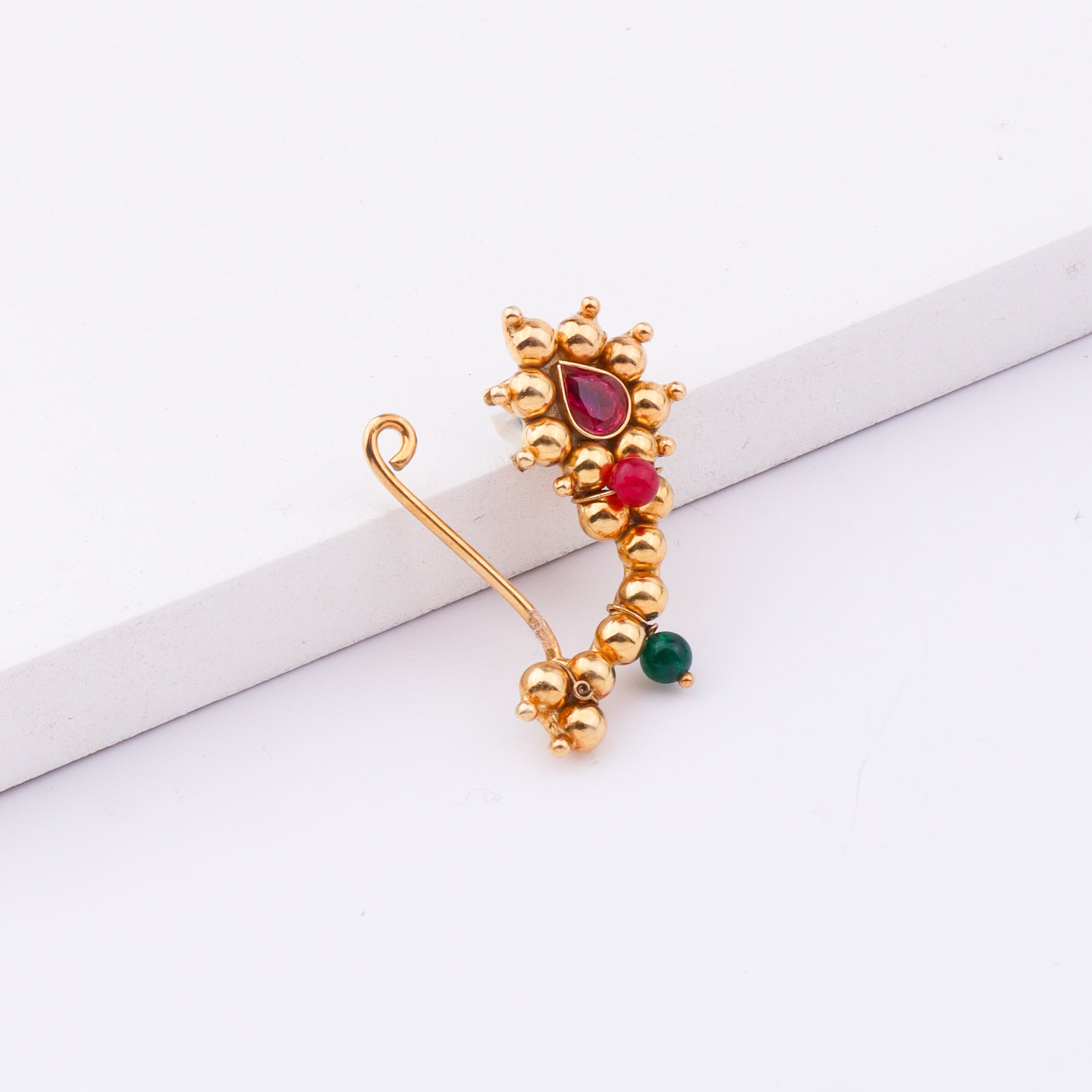 Itihaas Maharashtrian Nath – Medium (Left, Clip-On) | 22K Gold-Plated