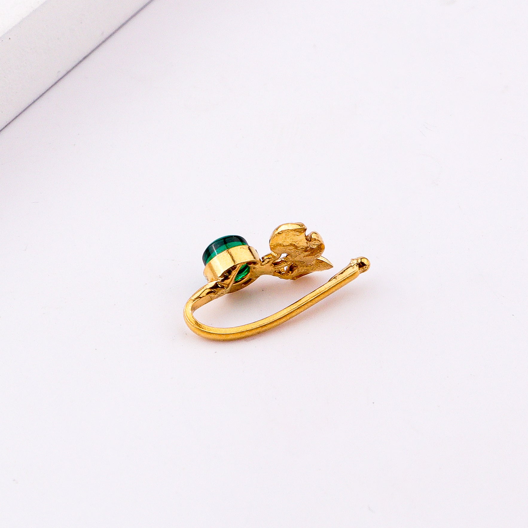Green Petalfall Clip-On Nose Pin | 22K Gold-Plated (Large)