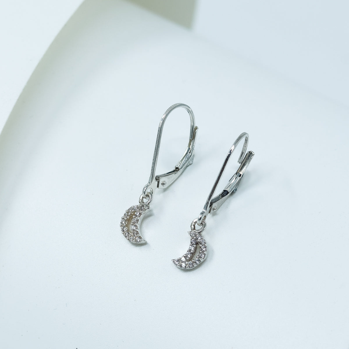 Silver CZ Moon Earring
