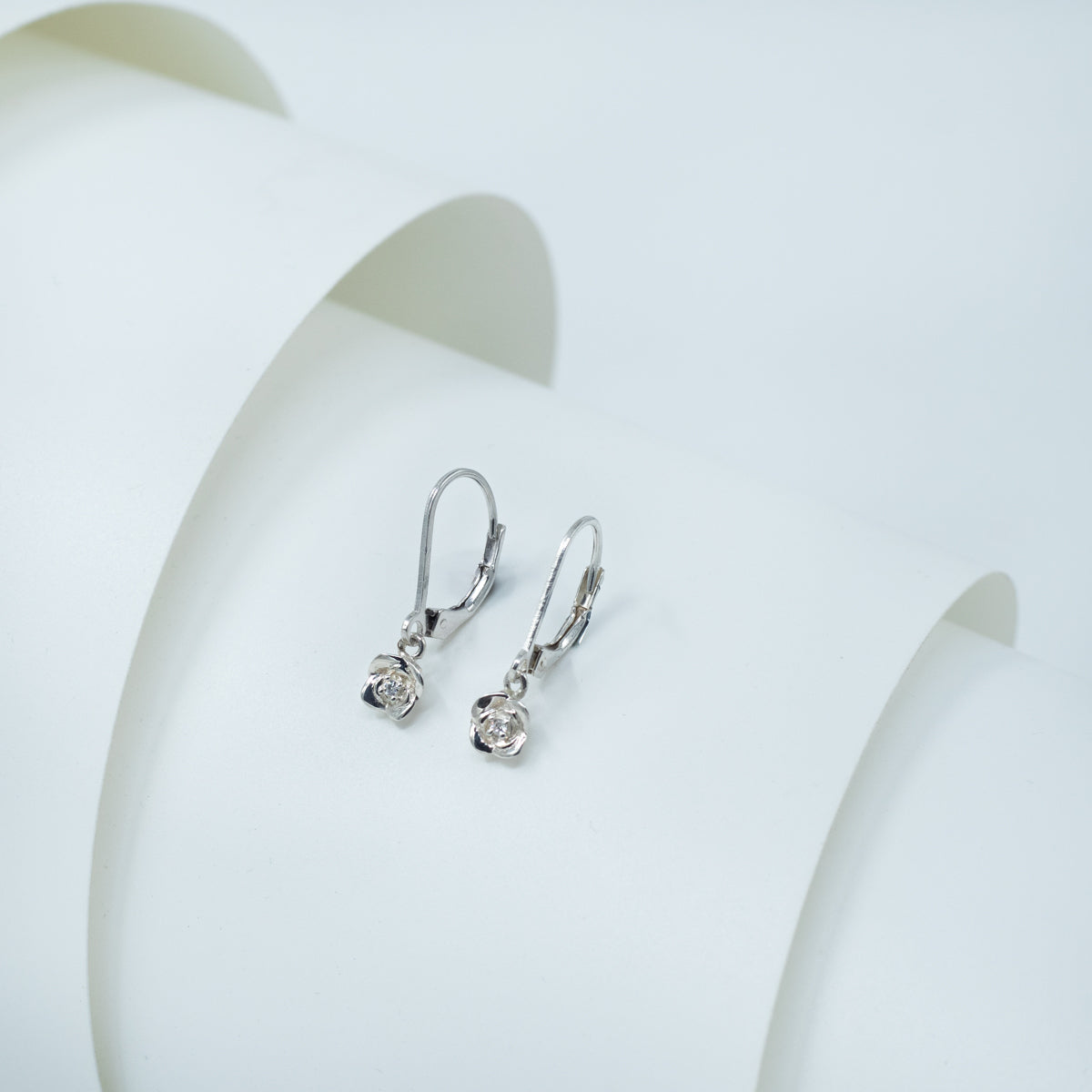 Silver CZ Rose Earring