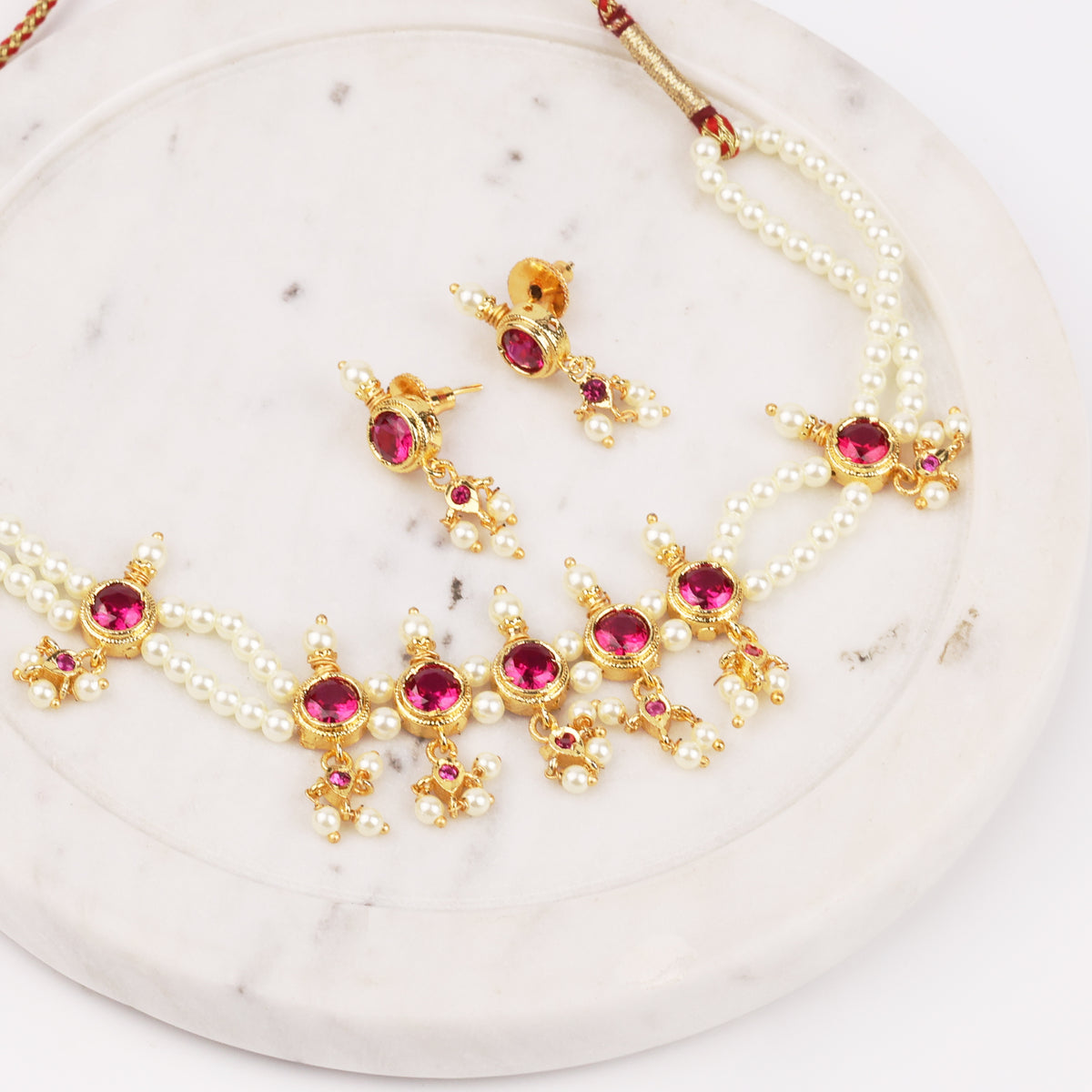 22K Gold Plated Fashion Pearl Choker Set