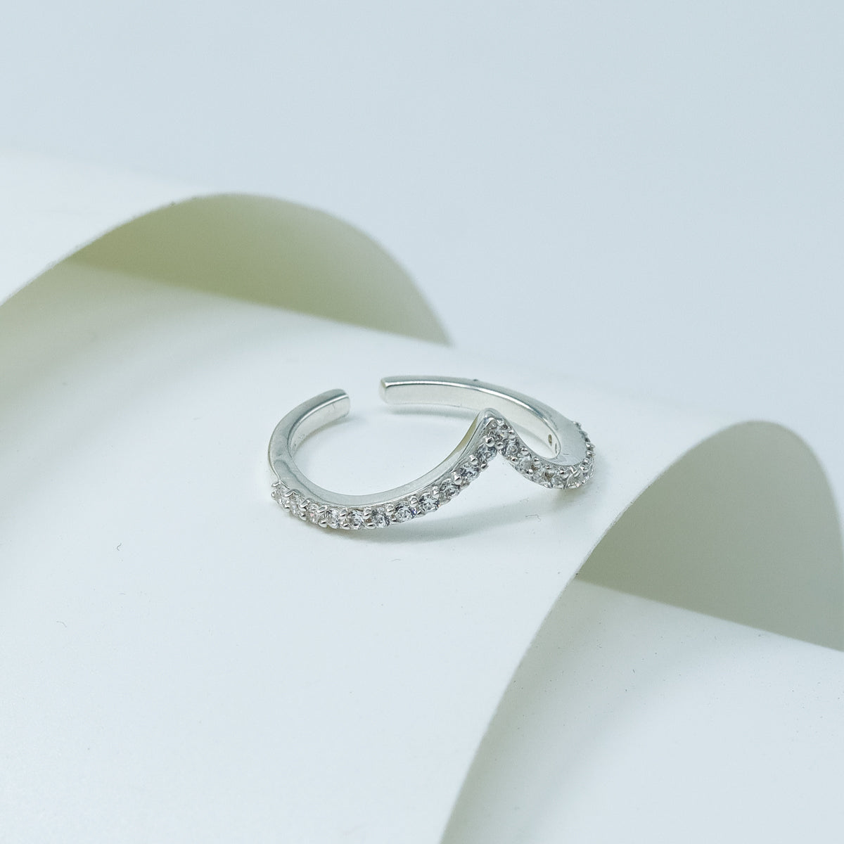 Silver CZ V Ring
