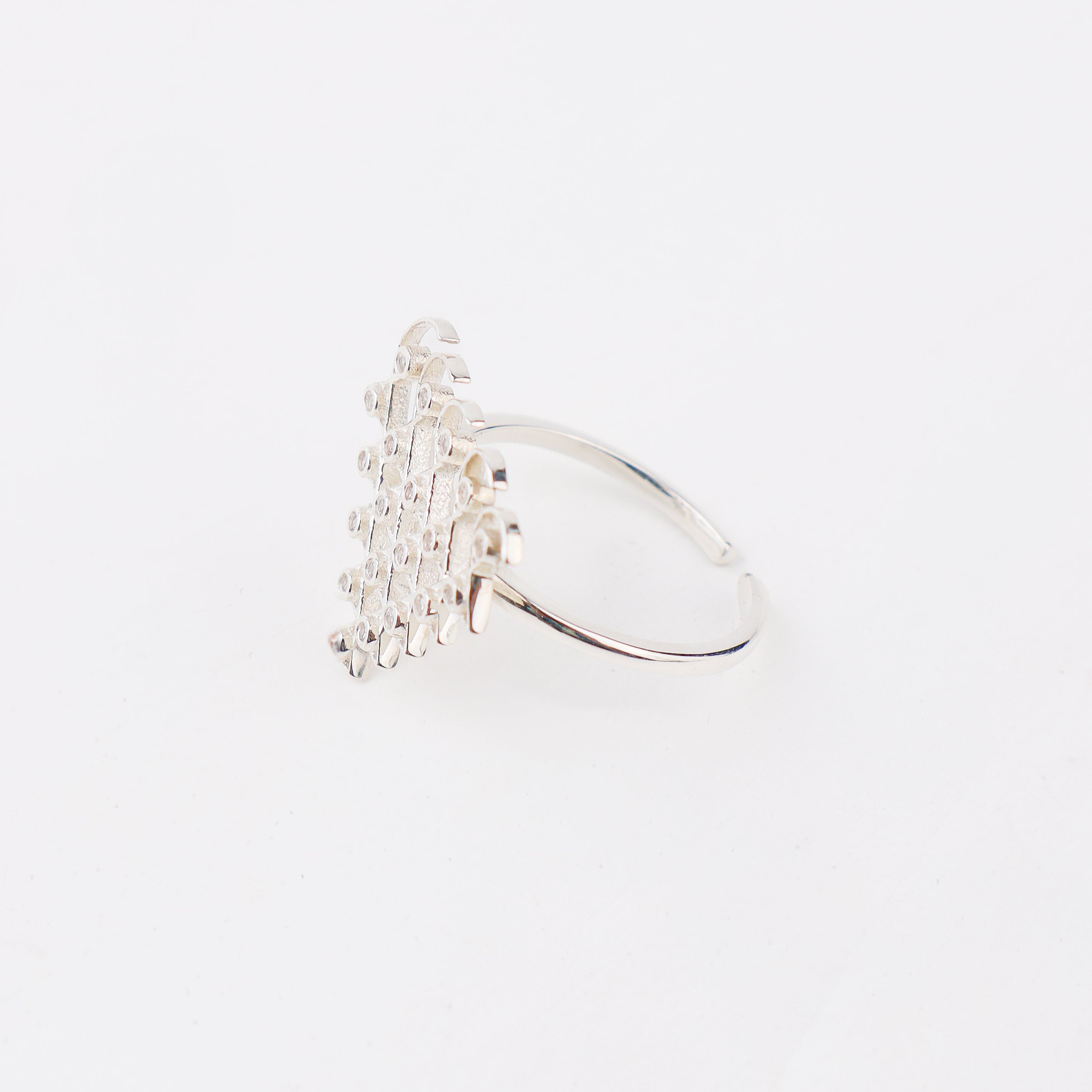Silver CZ Saraswati Ring