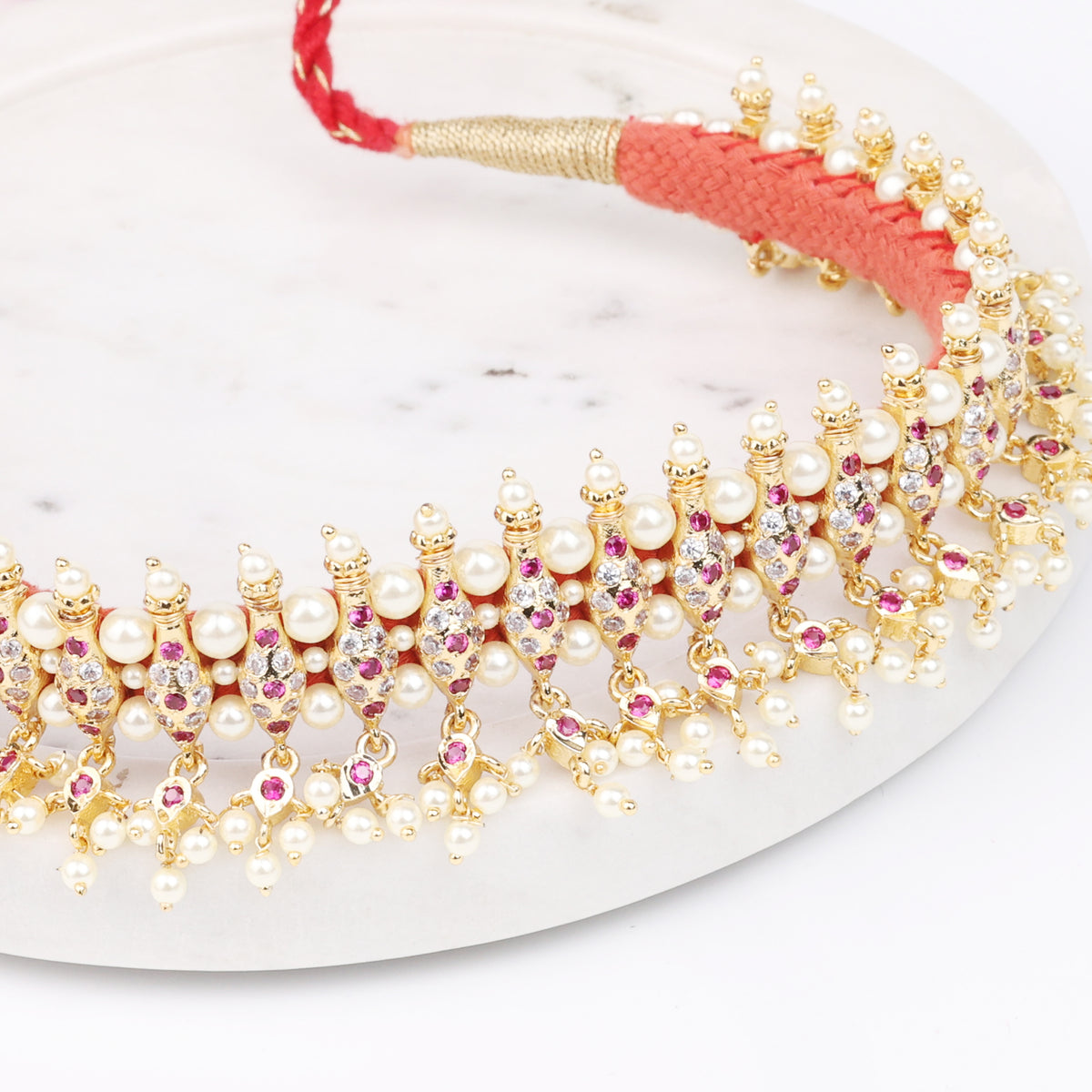 22K Gold Plated Fashion Pearl Chinchpeti
